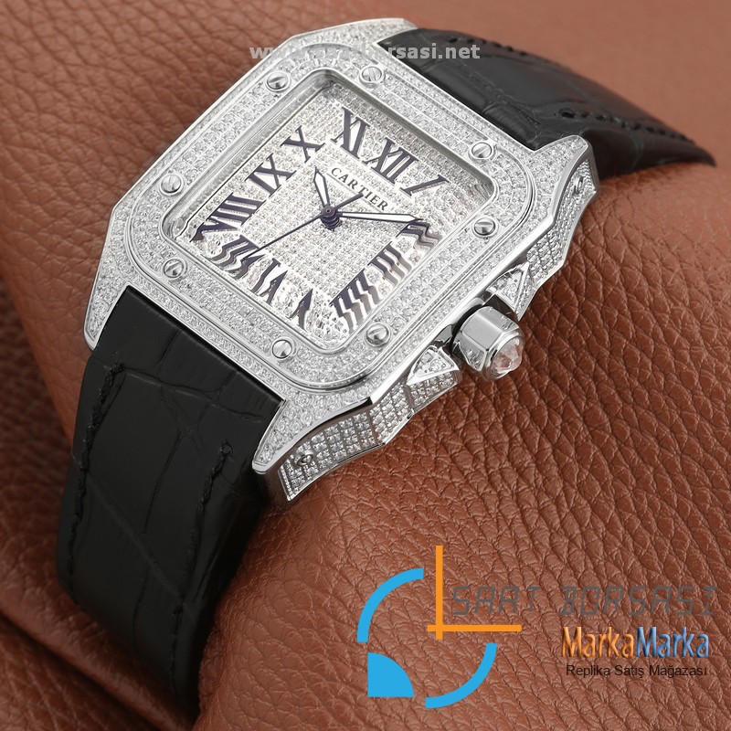 MM1679- Cartier Santos 100 Diamond Silver