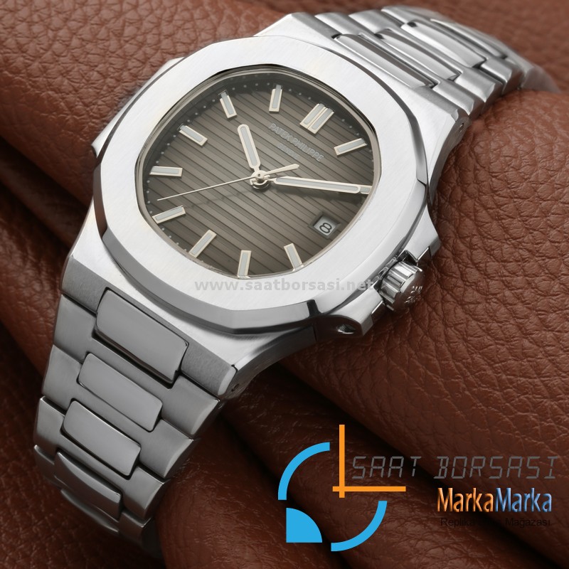 MM1757- Patek Philippe Geneve Nautilus Gri Kadran Gümüş Kasa