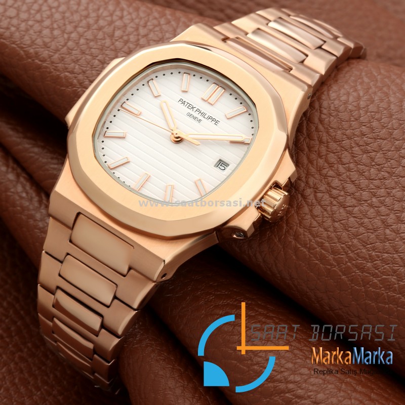 MM1758- Patek Philippe Geneve Nautilus Beyaz Kadran Rose Kasa