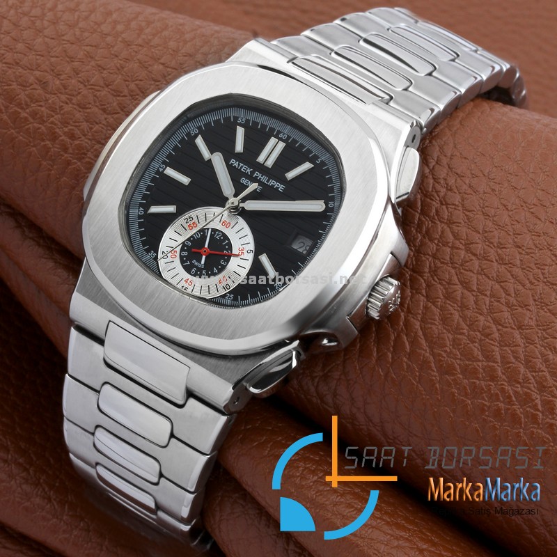 MM1776- Patek Philippe Geneve Nautilus Siyah Kadran Gümüş Kasa