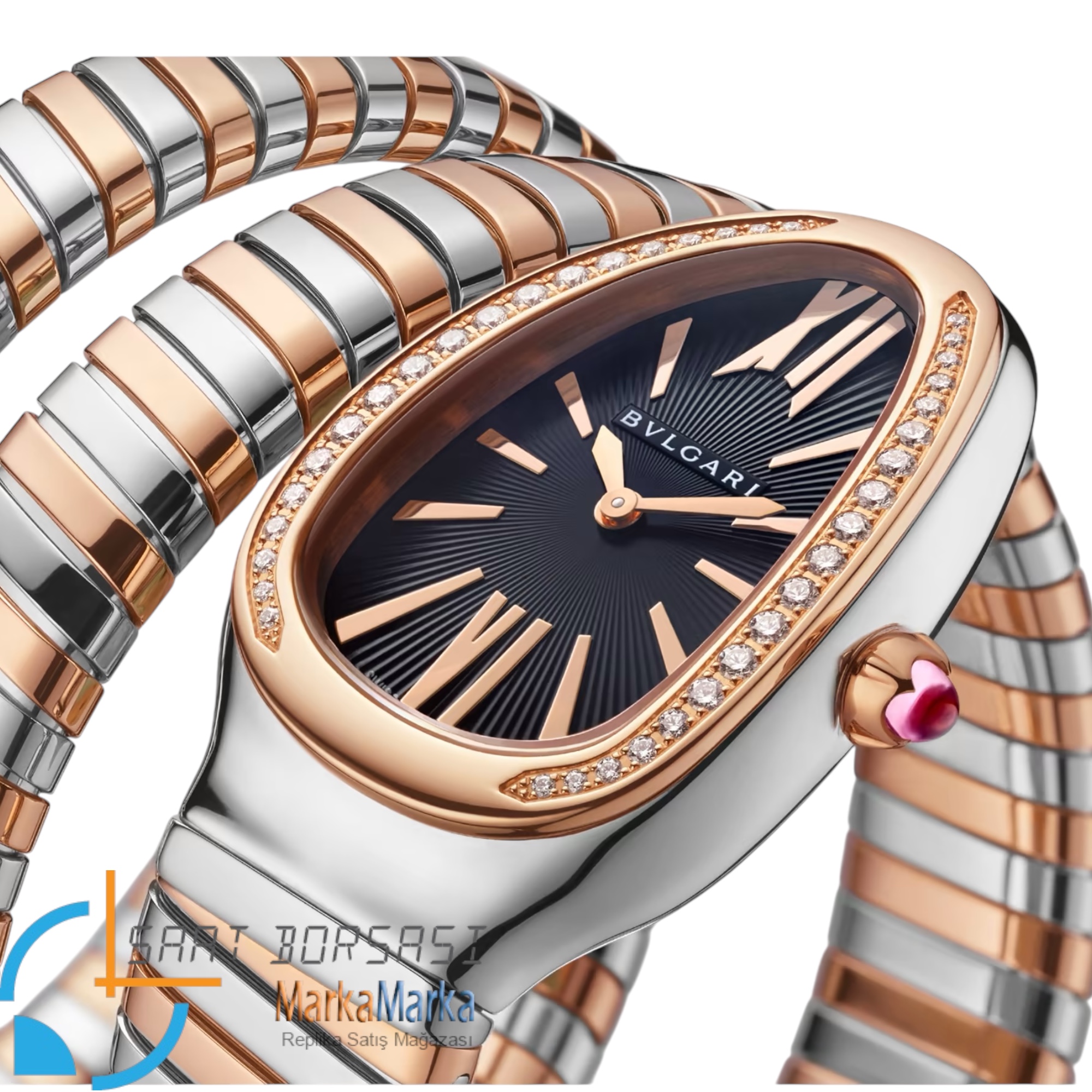 MM1846- Bvlgari Serpenti Tubogas Double Spiral Silver/Rose -35mm