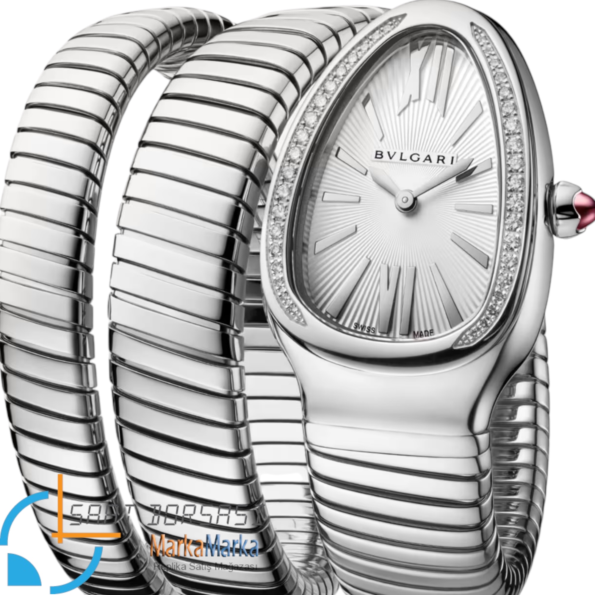 MM1847- Bvlgari Serpenti Tubogas Double Spiral Silver -35mm