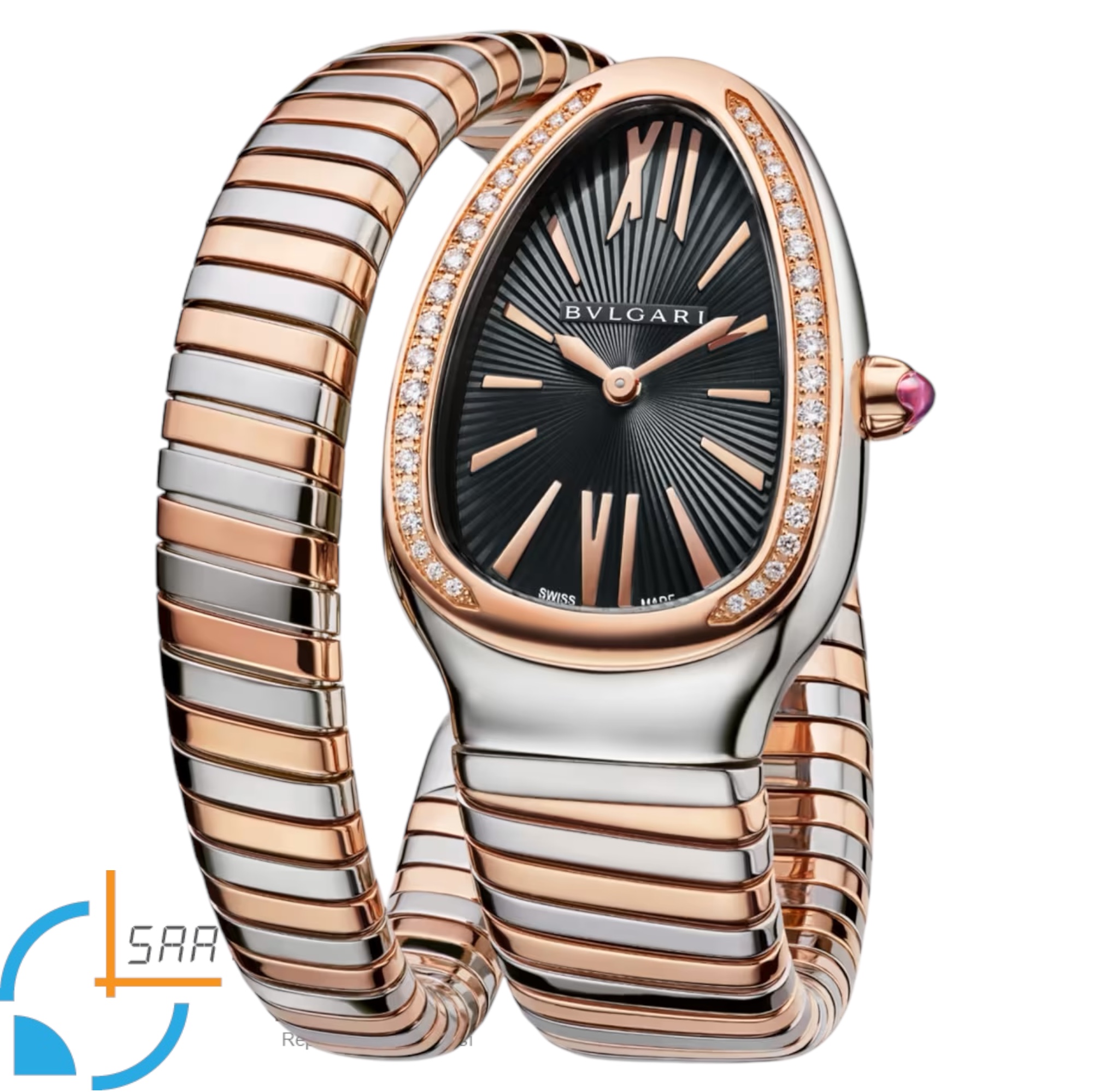 MM1849- Bvlgari Serpenti Tubogas Single Spiral Silver/Rose -35mm