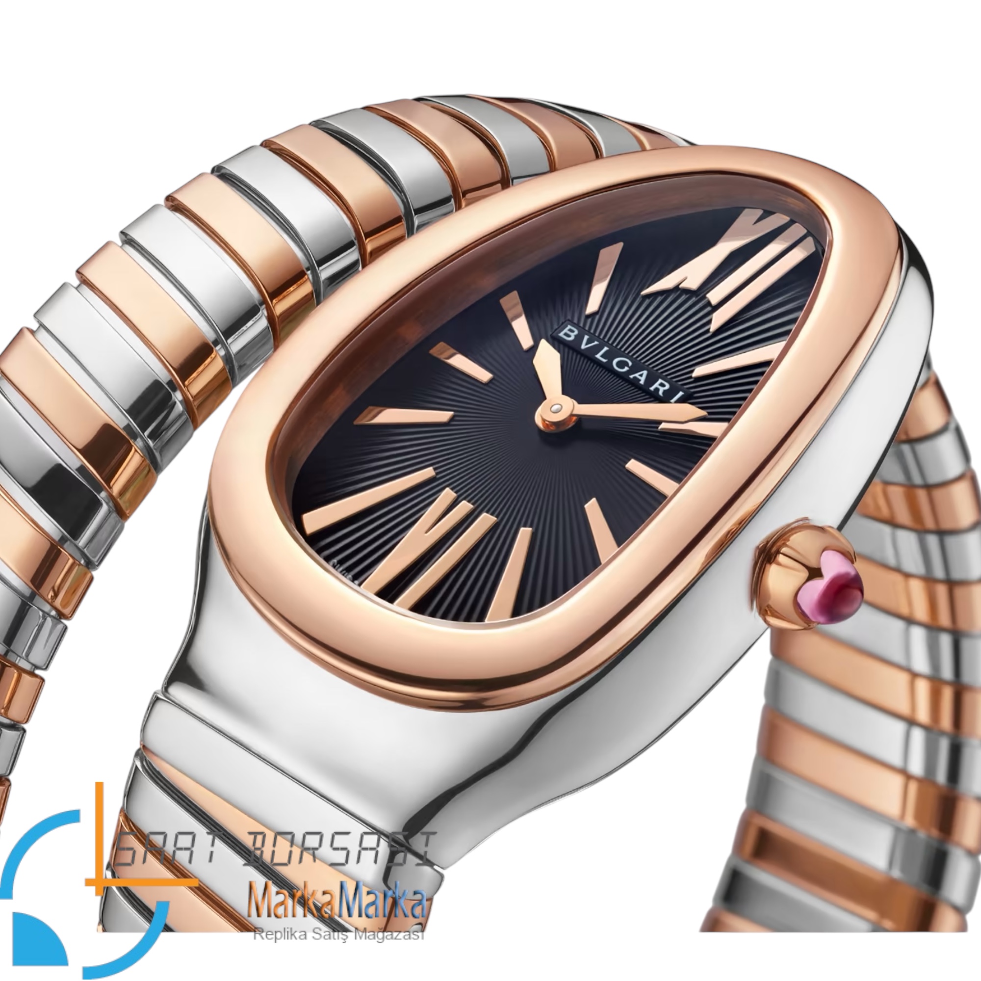 MM2553- Bvlgari Serpenti Tubogas Single Spiral Silver/Rose -35mm