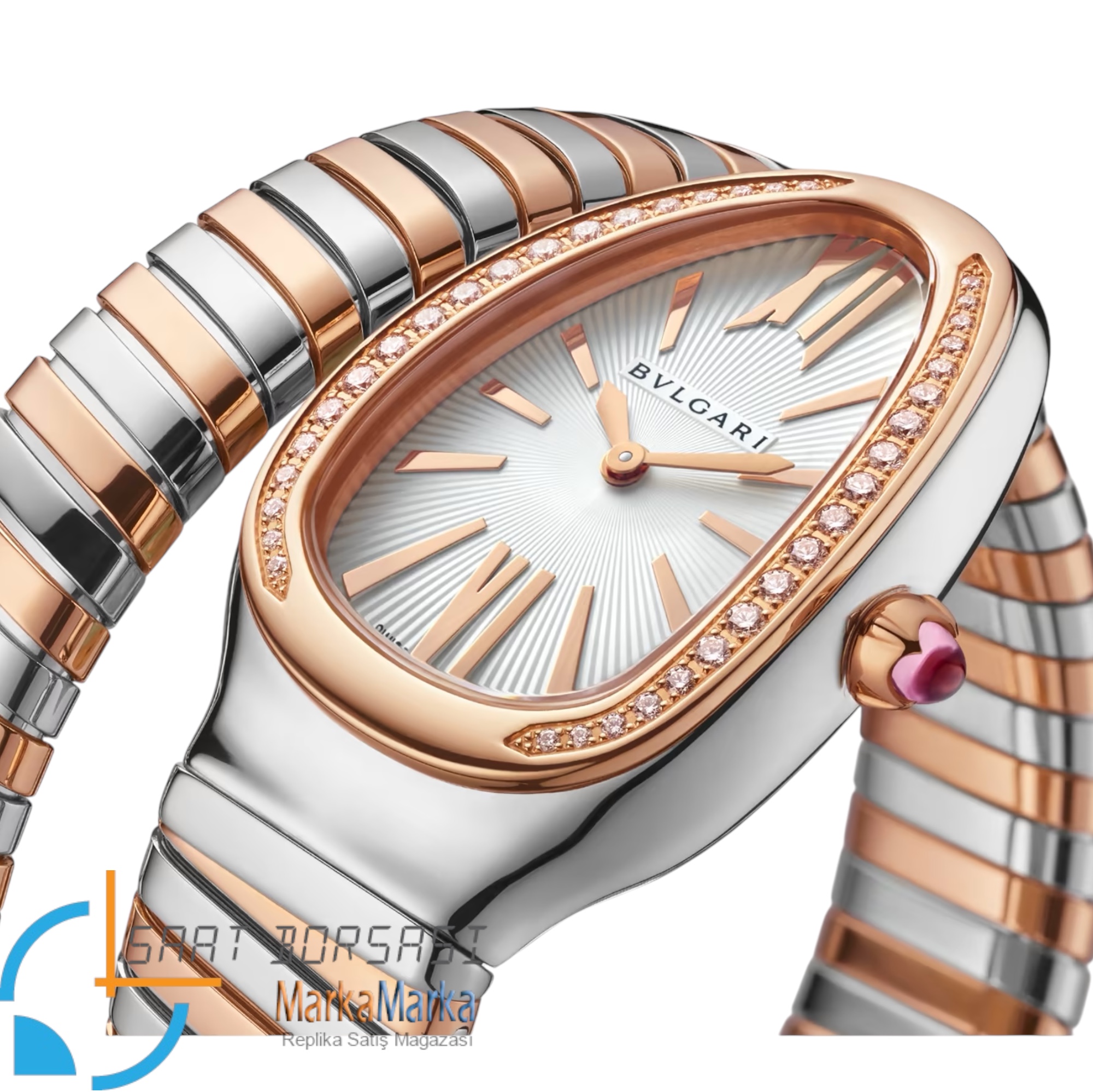 MM2555- Bvlgari Serpenti Tubogas Single Spiral Silver/Rose -35mm