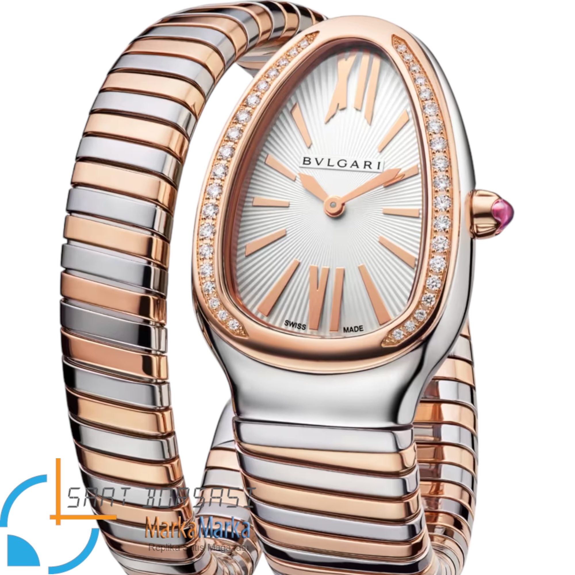 MM2555- Bvlgari Serpenti Tubogas Single Spiral Silver/Rose -35mm