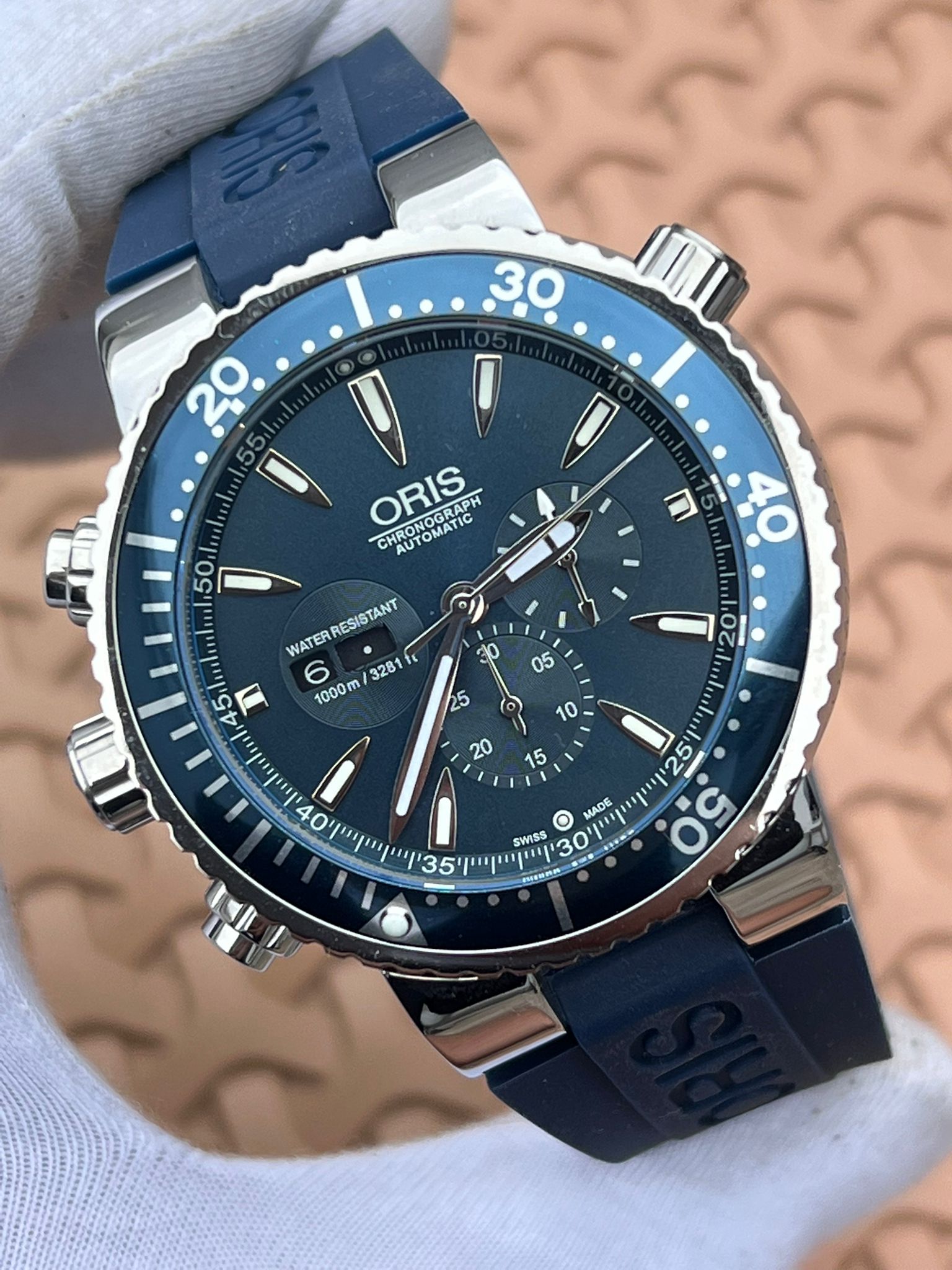 MM2608- Oris Chronograph Day-Date Lacivert 44mm