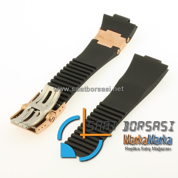MMYP052- Ulysse Nardin Siyah Silikon Kordon ve Çelik Deployant Klips Gold
