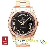 ETA112- Rolex Day-Date II Rose Gold Black Roma (3156 ETA Saat)