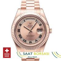 ETA114- Rolex Day-Date II Rose Gold Gold Roma (3156 ETA Saat)