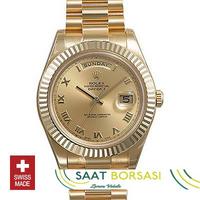 ETA123- Rolex Day-Date II Gold Gold Roma (3156 ETA Saat)